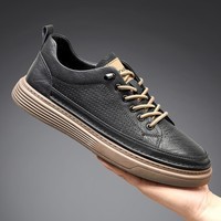 星期六男鞋时尚百搭男士镂空透气休闲鞋男舒适运动鞋男板鞋 黑色 41