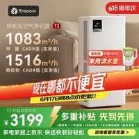 树新风空气净化器除甲醛猫毛TVOC异味除菌除花粉过敏认证家用大空间全效净化器T3