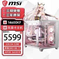 微星（MSI）全家桶台式电脑主机i5 14600KF/5060Ti/5070海景房设计师电竞三角洲行动游戏diy组装兼容整机全套 配置一：i5 14600KF/无显卡/32G 双通道/M.2 SSD/白色360水冷单主机