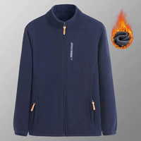 【新款冬装】男士休闲百搭摇粒绒外套中年秋冬加绒加厚款上衣 藏青色 5XL 【建议175-200斤】