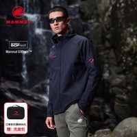 猛犸象(MAMMUT)【红标】Macun 2.0 男士户外防风防泼水连帽夹克外套软壳 黑色 S