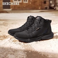 斯凯奇（Skechers）男鞋马丁靴高帮保暖防寒雪地靴加绒男靴男士休闲鞋 全黑色/BBK 41