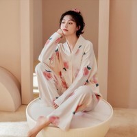 婧麒（JOYNCLEON）孕妇月子服秋冬产后居家孕妇睡衣哺乳产妇待产喂奶家居服女 粉粉蜜桃 M码