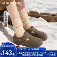 西遇厚底勃肯鞋女加绒2025新款冬季超火外穿一脚蹬博肯雪地鞋棉鞋 卡色 35