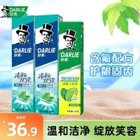 好来（DARLIE）黑人牙膏双重薄荷成人含氟固齿清新口气牙垢 清新双效200g*2+薄荷120g