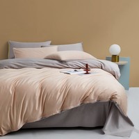 AIDLI 【新疆棉】60支贡缎316根全棉四件套 高支高密双人四件套 香槟金+皓月灰 1.5/1.8m 床单款 （被套200*230cm）