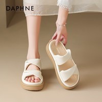 达芙妮厚底拖鞋女2026新款夏季软底百搭仙女配裙子增高法式沙滩鞋 米杏色 37