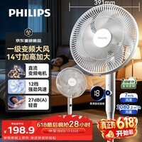飞利浦(PHILIPS)【直流变频】电风扇落地扇家用七叶一级能效轻音台地立式电扇摇头节能大风量遥控小风扇ACR3161SFD