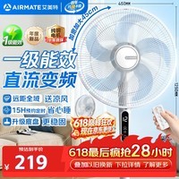艾美特（AIRMATE）16寸五叶直流落地扇家用电风扇大风量机械立式落地扇轻音节能柔风定时风扇落地式风扇 FS40-RD120