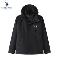 U.S. POLO ASSN.保罗冲锋外套男春秋夹克男女防风登山服男 黑色【三合一两件套】1818 M 165（105-120斤左右）