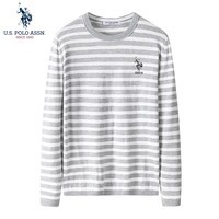 U.S. POLO ASSN.US保罗毛衣男针织衫男装秋冬加绒保暖半高领男士打底衫上衣 灰色612实心标 100%棉 M