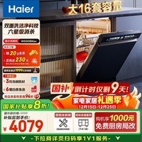 海尔（Haier）【双面洗W5000Max】国家补贴20%洗碗机嵌入式 云溪大16套容量六星消杀智能开门速干EYBW163266GHU1