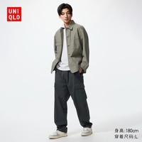 优衣库男装水洗宽松舒适工装九分裤休闲裤起居裤26春夏新款481572 481572/09黑色 XL