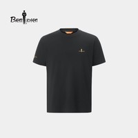 比音勒芬【超轻T】2026春夏新款男士休闲户外通勤轻量防晒速干短袖圆领T恤 07黑色 L （105）