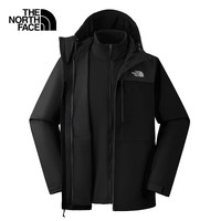 The North Face北面冲锋衣男软壳内胆三合一户外防水保暖8DMK 黑色/JK3 3XL