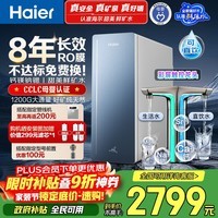 海尔(Haier)净水器甜美鲜矿水1200G8年真长效抑菌滤芯矿物质鲜活水家用厨房专用台下反渗透过滤直饮净水机R857