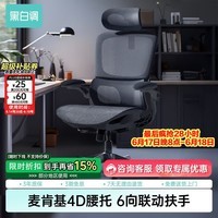 黑白调P2Pro人体工学椅电脑椅办公椅学习椅久坐电竞椅子人工力学座椅 P2 Pro二代曜黑 【麦肯基4D腰托 4D联动扶手 3D颈枕 波纹特网】 无脚托