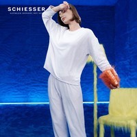 舒雅（Schiesser）女士厚款绒感压花吸湿透气圆领长袖长裤睡衣家居服套装23292H 粉紫 S