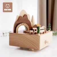 木易Mui飞猪音乐盒会飞动电动小飞猪圣诞礼物城堡创意摆件家居木质八音盒 阿里山小火车《千与千寻》