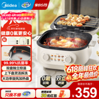 美的（Midea）【价保618】电饼铛 可拆洗大火力速热 三明治机早餐机煎饼锅 方形蒸汽煎烤悬浮加深加大烤盘烙饼 双盘加深烤涮|JKC2875