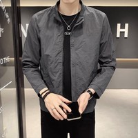2026男士秋季新款宽松休闲外套韩版潮牌显瘦百搭夹克衫上衣男装 灰色 5XL 【建议体重190-215斤】