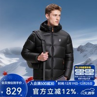 黑冰25秋冬男款鹅绒800蓬高蓬防泼轻量保暖活帽羽绒服F8620MJ 黑色 2XL