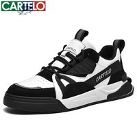 卡帝乐鳄鱼春夏季男鞋新款网面透气男士运动鞋潮流百搭青少年防滑休闲鞋 白黑[四季款]QH8116 41