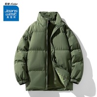 真维斯(Jeanswest)冬季保暖面包服棉服男女同款2025新款加厚百搭棉袄情侣款棉衣外套 军绿 纯色 XL