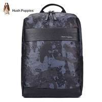 暇步士(Hush Puppies)双肩包男帆布迷彩学生书包男士背包15.6英寸电脑包旅行包休闲男包 灰色