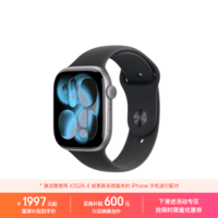 Apple/苹果 Watch S11 智能手表GPS款46毫米深空灰色铝金属表壳黑色运动型表带S/M MEVN4CH/B