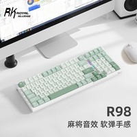 RK R98静音三模机械键盘无线蓝牙有线电竞游戏电脑办公客制化热插拔98键女生打字烟雨轴V2 空青-烟雨轴V2-三模