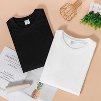 浪莎白色纯棉短袖t恤女士夏季新款100%全棉圆领洋气百搭纯色宽松上衣 【经典版】白色 L 【适合110-130斤】