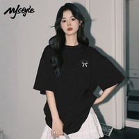 MJ STYLE纯棉圆领短袖T恤女2026春夏新款宽松小众设计感休闲显瘦半袖上衣