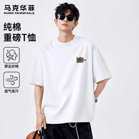 马克华菲（MARK FAIRWHALE）潮流简约双纱纯棉短袖T恤男夏季新款美式街头风柔软舒适上衣男装 【棉】-白#JMK豹纹小恶魔 XL