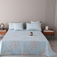 柳庭家纺 床单纯棉长绒棉60支 外贸全棉贡缎床单1.51.8米床 丁香花 床单240*260cm