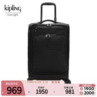 凯浦林【生日礼物】kipling男女款大容量简约出行拉杆箱|NEW YOURI SPIN S-黑底字母印花