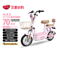 五星钻豹电动自行车A43新国标长续航电动车48V22AH石墨烯铅酸智能日常通勤上班男女代步可上牌源彩粉