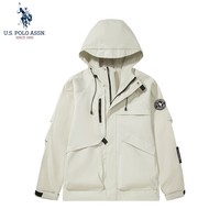 U.S. POLO ASSN.冲锋衣保罗秋冬季户外运动夹克三合一登山服外套上衣男装 浅米白【单冲】54701 M 165（105-120斤左右）