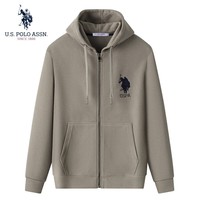 U.S. POLO ASSN.保罗卫衣男秋冬开衫连帽外套情侣款保暖长袖T恤上衣 卡其 L 170（120-135斤左右）