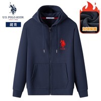 U.S. POLO ASSN.保罗卫衣男秋冬开衫连帽外套情侣款保暖长袖T恤上衣 藏青（加绒款） XL 175（135-145斤左右）