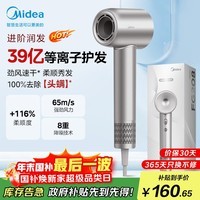 美的（Midea）高速吹风机 39亿等离子护发 家用负离子吹风筒 杀菌除头螨电吹风FG208银 国家补贴 圣诞节礼物推荐
