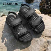 意尔康男鞋夏季户外穿潮沙滩鞋软底开车运动凉鞋男 57548W 黑色 38