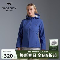 WOLSEY尼维斯户外软壳衣女修身加绒可脱卸连帽外套可做冲锋衣内胆使用 矢车菊蓝色 M 165