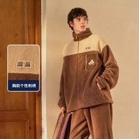 Teenie Weenie小熊羊羔绒睡衣女款2025新款秋冬加绒加厚情侣家居服 奶栗棕 【雪国山峦小熊-男】 L