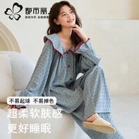 都市丽人睡衣女春秋双层纱田园风长袖2026新款家居服套装女可外穿 波点 36333 XL 【推荐体重120-140斤】