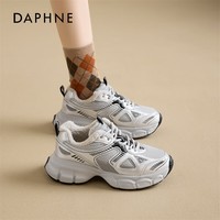 达芙妮银色老爹鞋女2025新款冬加绒加厚保暖棉鞋厚底增高不累脚雪地靴 银色【零下保暖】 37