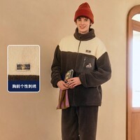 Teenie Weenie小熊羊羔绒睡衣女款2025新款秋冬加绒加厚情侣家居服 碳灰 【雪国山峦小熊-男】 M