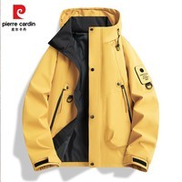 皮尔卡丹冲锋夹克男士2025春季休闲百搭宽松连帽工装外套男装 黄色 3XL