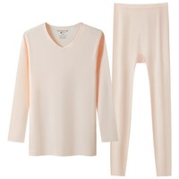三枪[2件]保暖内衣女100%纯棉V领柔软透罗纹高弹秋衣秋裤秋冬季抗静电 【V领上衣+裤子】妃+妃 L