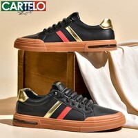 卡帝乐鳄鱼2024春夏季新款男士休闲鞋舒适透气耐磨男鞋经典时尚百搭潮流板鞋 黑金色[四季款]QH8528 40